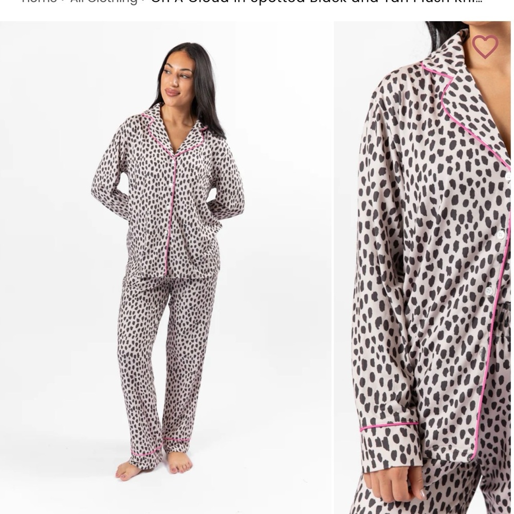 Women's Spotted Pajama Set with Pink Accents